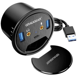 GRAUGEAR USB 3.0 Tisch Hub mit Audio- und Mikrofonanschluss 