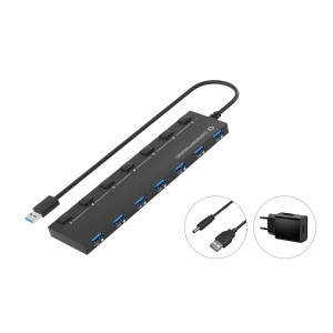 CONCEPTRONIC USB-Hub 7-Port 3.0  ->7x3.0       m.Netzteil sw 