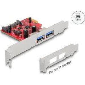 DELOCK PCI Express x1 Karte zu 2 x extern USB 5 Gbps Typ-A Buchse - Low Profile Formfaktor 