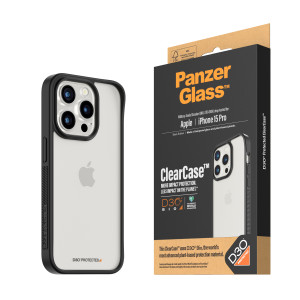 PANZERGLASS ClearCase with D3O Backcover Apple iPhone 15 Pro Transparent, Schwarz Induktives La 