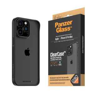 PANZERGLASS ClearCase with D3O Backcover Apple iPhone 15 Pro Max Transparent, Schwarz Induktive 