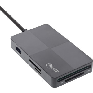  INLINE USB 3.2 Multi Cardreader Hub, SD/TF/MS/XD/CF, 3-Port USB-A, Dual  
