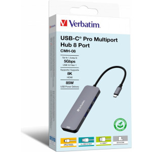 VERBATIM USB-C Pro Multiport Hub 8 Port CMH-08 