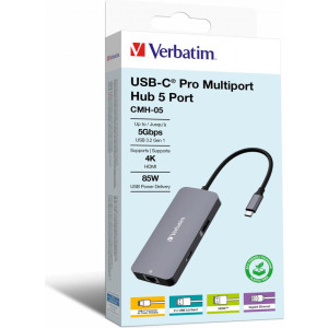 VERBATIM USB-C PRO Multiporthub Verbatim mit 5-Anschlüssen retail 