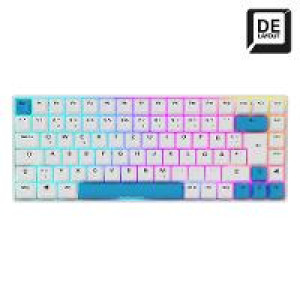  SHARKOON SKILLER SGK50 S3 PBT weiß/hellblau, DE-Layout, Gateron G Pro 3.0 Yellow Tastaturen 