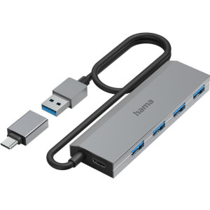 HAMA USB-Hub 4-Ports USB 3.2 Gen1 5 Gbit/s 