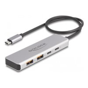 DELOCK USB 10 Gbps USB Type-C Hub mit 2 x USB Typ-A und 2 x USB Type-C (grau) 