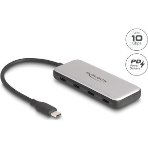 DELOCK USB 10 Gbps USB Type-C Hub mit 4 x USB Type-C (grau) 