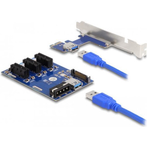 DELOCK Riser Karte PCI Express x1 zu 3 x PCIe x1 USB Kabel 