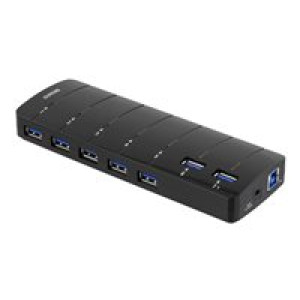 DELTACO USB-A-Hub m. 7x USB schwarz 