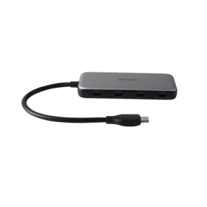 DELTACO USB-C Hub 4 Ports 5 Gbit/s 100W PD silber 