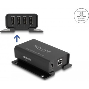 DELOCK 4 Port USB 2.0 Isolator Hub mit 5 kV Isolation für Datenleitung 
