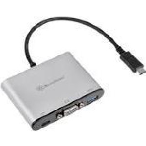 SILVERSTONE SST-EP06C - USB 3.1 Type-C to VGA/USB Type C/USB Type A Adapter Hub 