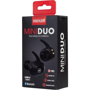 MAXELL MINI DUO Kabellose In-Ear-Kopfhörer mit Ladetasche Schwarz 