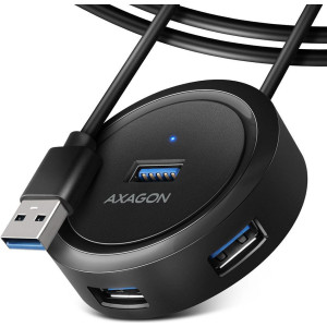 AXAGON HUE-P1AL Schnittstellen-Hub USB 3.2 Gen 1 (3.1 Gen 1) Type-A 5000 Mbit/s Schwarz (HUE-P1AL) 