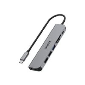 UNITEK HUB USB-C H1118A; USB-A x3, USB-C, HDMI, SD, microSD (H1118A) 