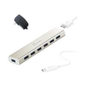 J5 CREATE JCH377-N USB-C 7- Port HUB - EU/UK - USB 3.2 Gen 1 (3.1 Gen 1) Micro-B - USB 3.2 