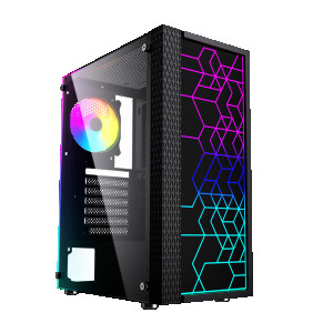 GEMBIRD Fornax 2500 ARGB Gaming ATX-Computergehäuse, Midi Tower, Hintergrundbeleuchtung, Schwarz 