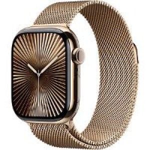 APPLE Watch Series 10 GPS + Cellular 42mm Gold Titanium Case with Gold Milanese Loop 