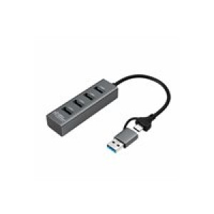 MICROCONNECT USBHUB4-2IN1 Schnittstellen-Hub USB 3.2 Gen 1 (3.1 Gen 1) Type-A 5000 Mbit/s Schwar 
