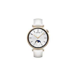 HUAWEI Watch GT 4 Smartwatch 41mm (Aurora) gold, White Leather AMOLED-Display 