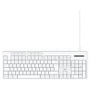  HAMA USB-Tastatur CK-200 kabelgebunden 8 Media-Tasten Weiss QWERTZ DE (00173053) Tastaturen 