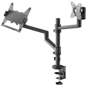  WENTRONIC Deluxe Monitorhalterung mit Laptop-Arm (schwarz, für Monitore von 17" - 32" (43 - 81cm))  