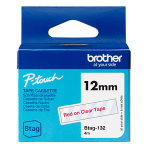 BROTHER Schriftband Brother 12mmx4m rot/transparent BTAG-132 