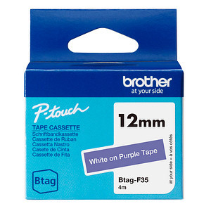BROTHER Schriftband Brother 12mmx4m weiß/lila BTAG-F35 