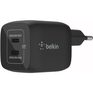 BELKIN 45W Dual USB-C GaN Ladegerät Power Deliver, PPS, blk 