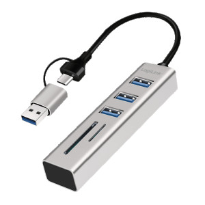 LOGILINK USB 3.0 HUB, 3x USB-A, SD/microSD-Slot, 5 Gbit/s 
