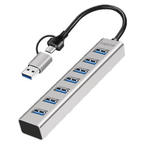 LOGILINK USB 3.0 HUB, 7-Ports, 7x USB-A, 5 Gbit/s, silber 